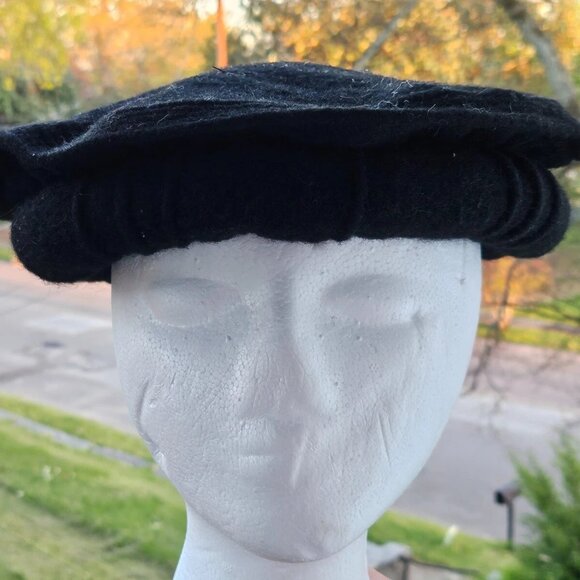 Other - Black Hat Round Cultural Tradition Chitral Hat Cap Wool Topi One Size Fit Most